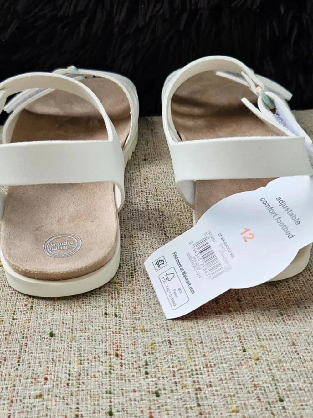 Wonder nation Kid Girl Sandal White Faux Vegan Leather Shoe Size 12USA 30EU NWT
